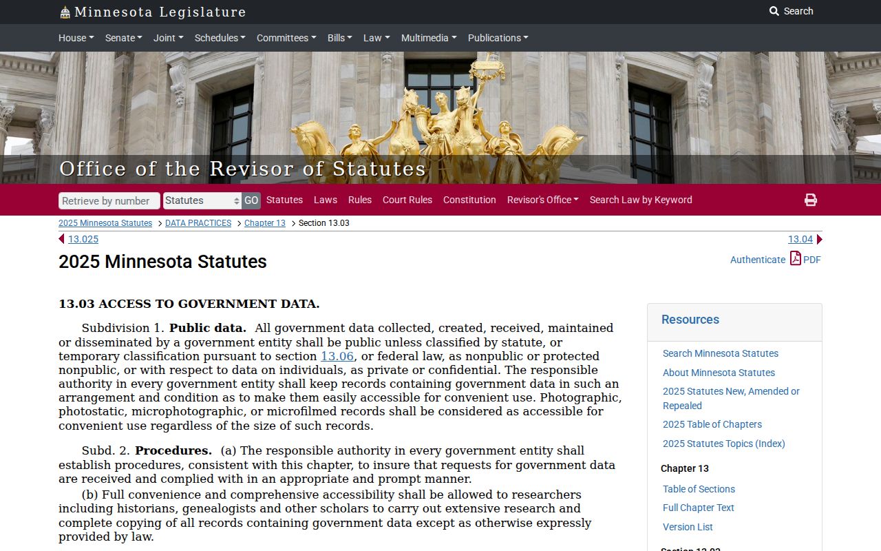 Minnesota public records rule used for Nicollet County warrant records requests