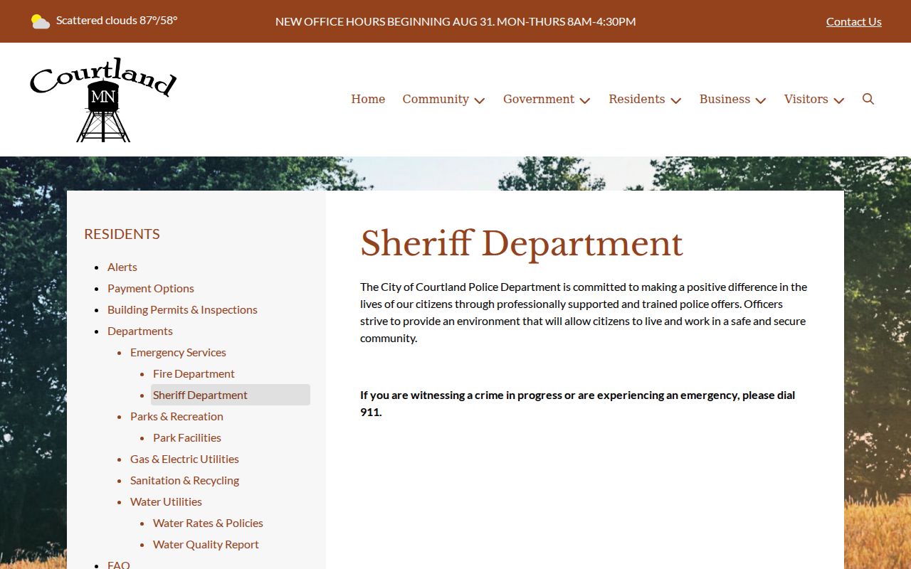 Courtland city police page for city warrant records and citation questions